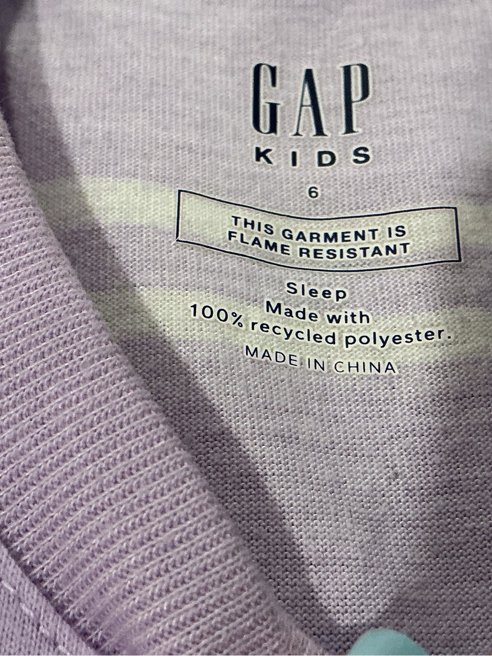 GAP Kids Lavender Long Sleeve Sleep Top